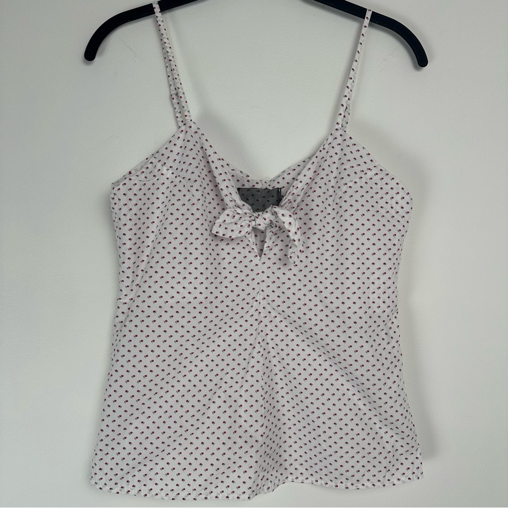 Reformation Tie Front Top Size XS White Ditzy Floral Coquette Clean‎ Girl